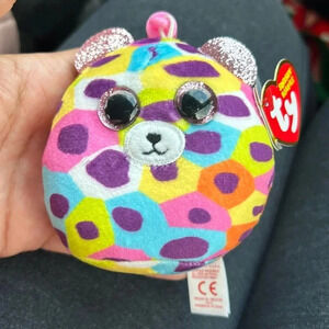 🦖💗NWT TY Squishy Beanies GISELLE THE LEOPARD CLIP 3” Mini plush Squish-a…